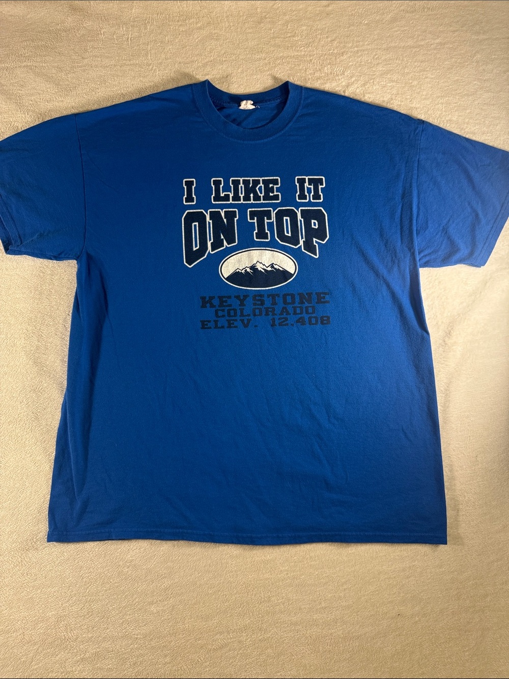 Anvil Royal Blue 'I Like It On Top' Keystone Colorado Graphic Tee